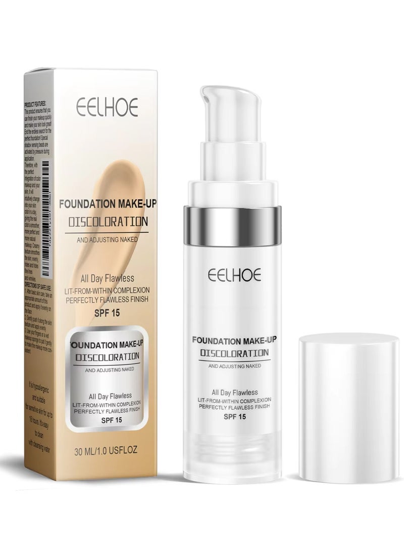 Eelhoe Liquid Foundation Magic Color Changing Face Concealer Cream Base Makeup Hydrating Long Lasting Waterproof Oil-control Concealer Full Coverage Foundation Cosmetics（30ml） - Image 1