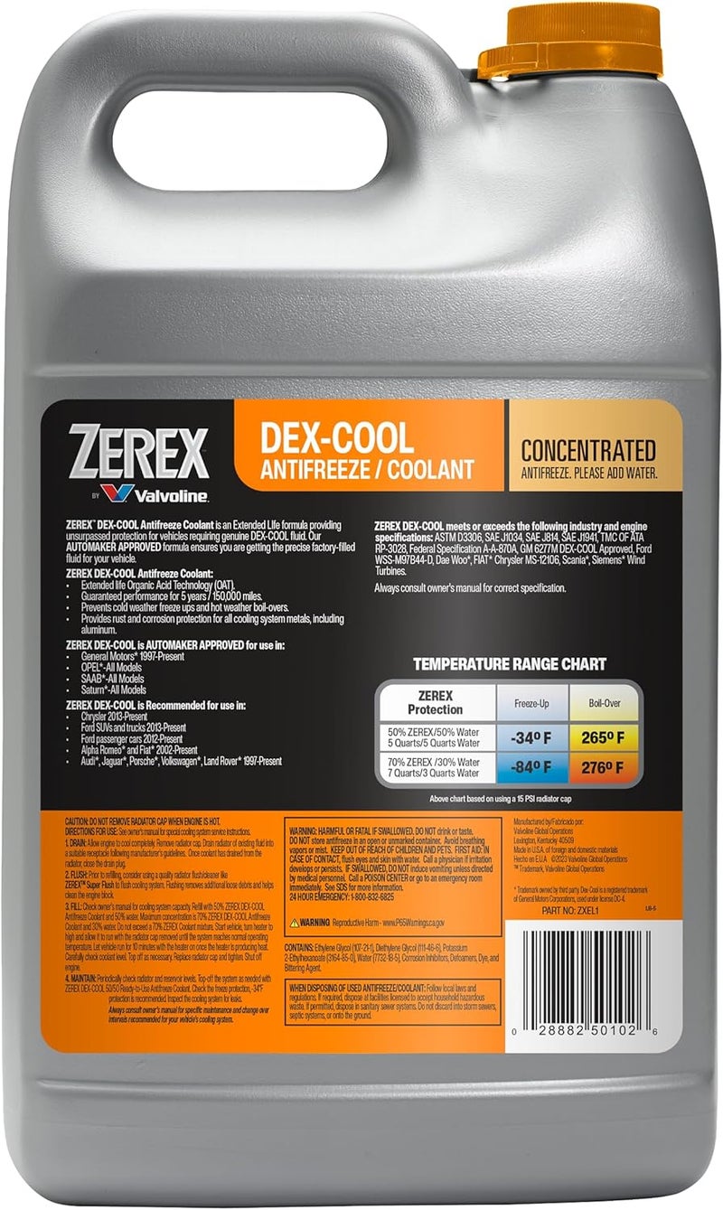 Valvoline Zerex Valvoline DEX-Cool Organic Acid Technology Concentrate Antifreeze/Coolant 1 Gallon - Image 2
