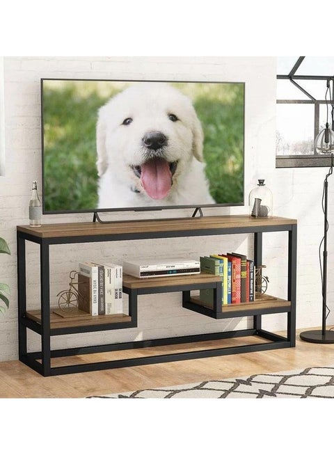 TV table made of steel, MDF wood, and electrostatic