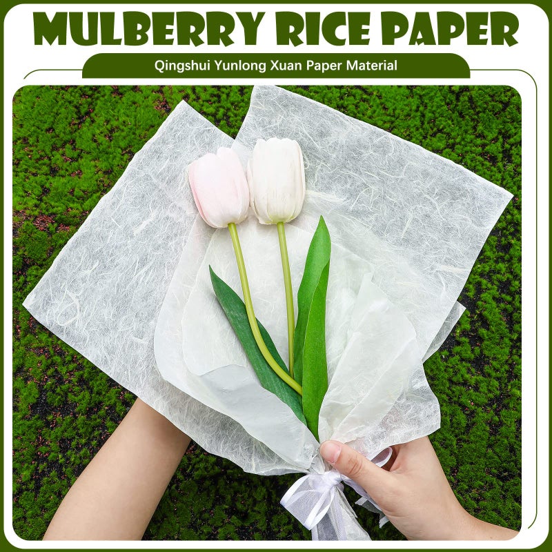 Heentan 50 Sheets A4 Mulberry Paper Bulk for Decoupage Natural Fiber Rice Paper for Writing, Painting, Card Making, DIY Crafts Gift Wrap Card Making, 8.3x11.7inch - Image 2