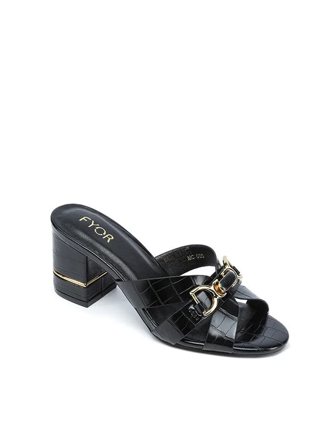 فايور Stylish Croc-Embossed Block Mule MC 005
