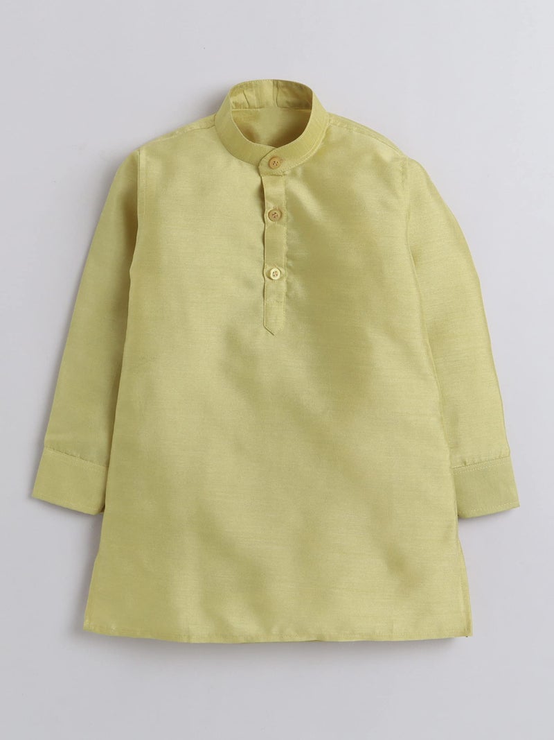 AHHAAAA Kids Ethnic Cotton Silk Blend Solid Nehru Modi Jacket Kurta & Pyjama Set for Boys 8104 (2-3 Years, Green) - Image 4