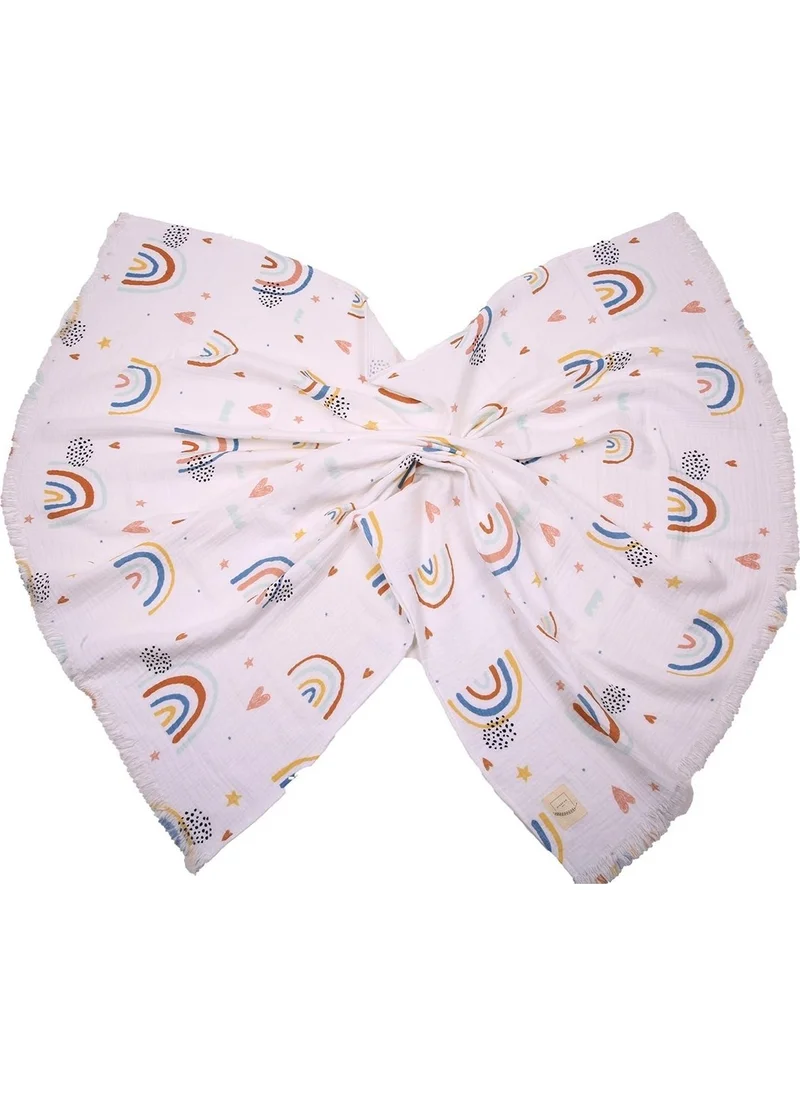 Miespiga Rainbow 4 Layer Tasseled Muslin Blanket