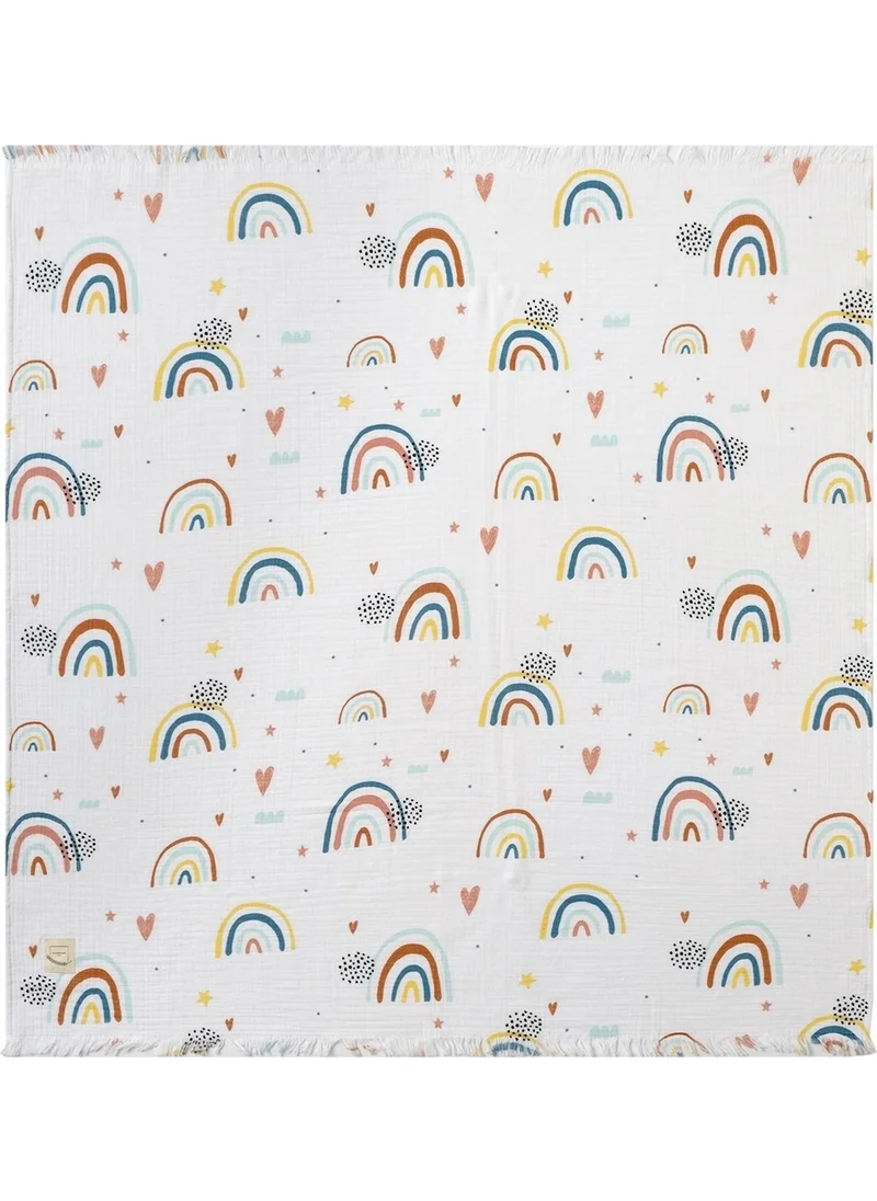 Miespiga Rainbow 4 Layer Tasseled Muslin Blanket