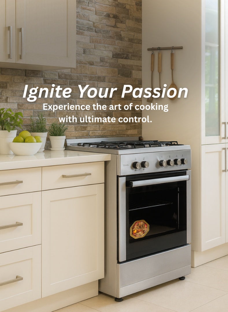 Venus موقد طهي من الفولاذ المقاوم للصدأ 60x60 سم | 4 شعلات غاز | فرن وشواية غاز مع عزل مزدوج الطبقة | إشعال تلقائي | موقد عائلي مدمج – نموذج VC6040GSX - Image 3