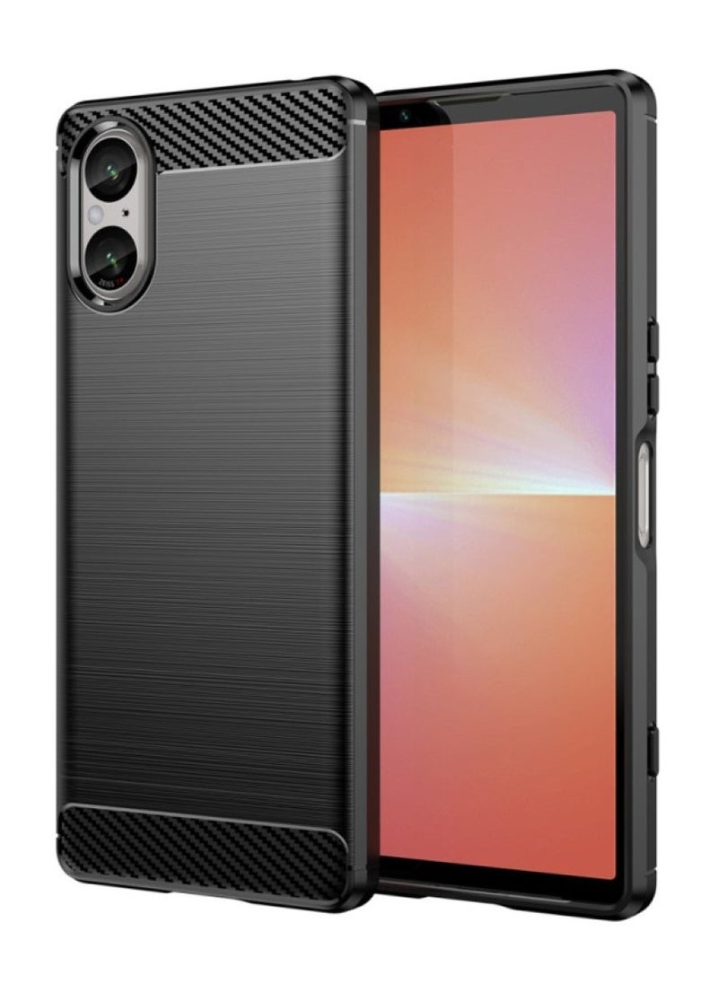 Generic Cover Sony Xperia 5 V  , - Protection Brushed Carbon Fiber Cover Shockproof - Anti-Scratch Case Slip-Resistant - Black  - Image 1