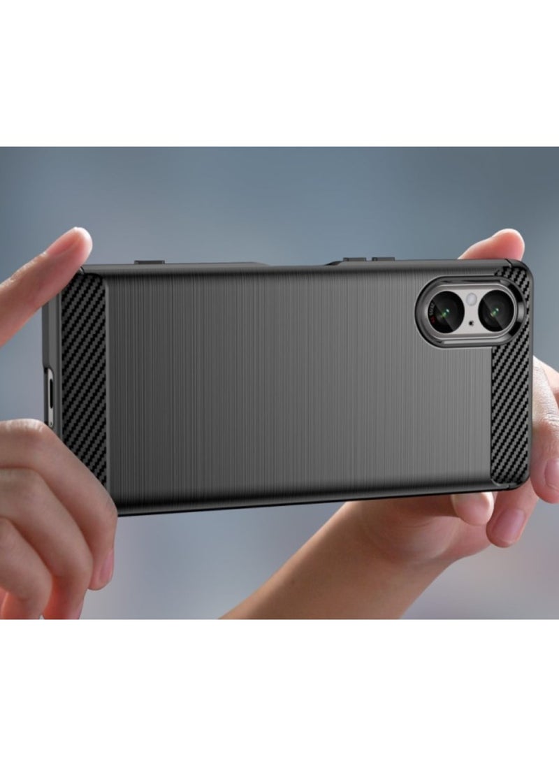 Generic Cover Sony Xperia 5 V  , - Protection Brushed Carbon Fiber Cover Shockproof - Anti-Scratch Case Slip-Resistant - Black  - Image 2