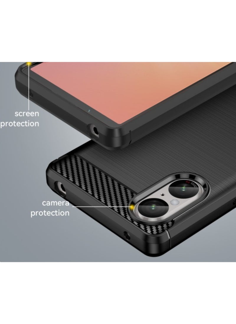 Generic Cover Sony Xperia 5 V  , - Protection Brushed Carbon Fiber Cover Shockproof - Anti-Scratch Case Slip-Resistant - Black  - Image 5