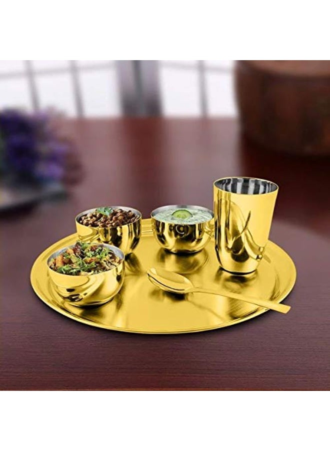 Shri & Sam High Grade Stainless Steel Thali Set Majestic (Gold) - Image 2