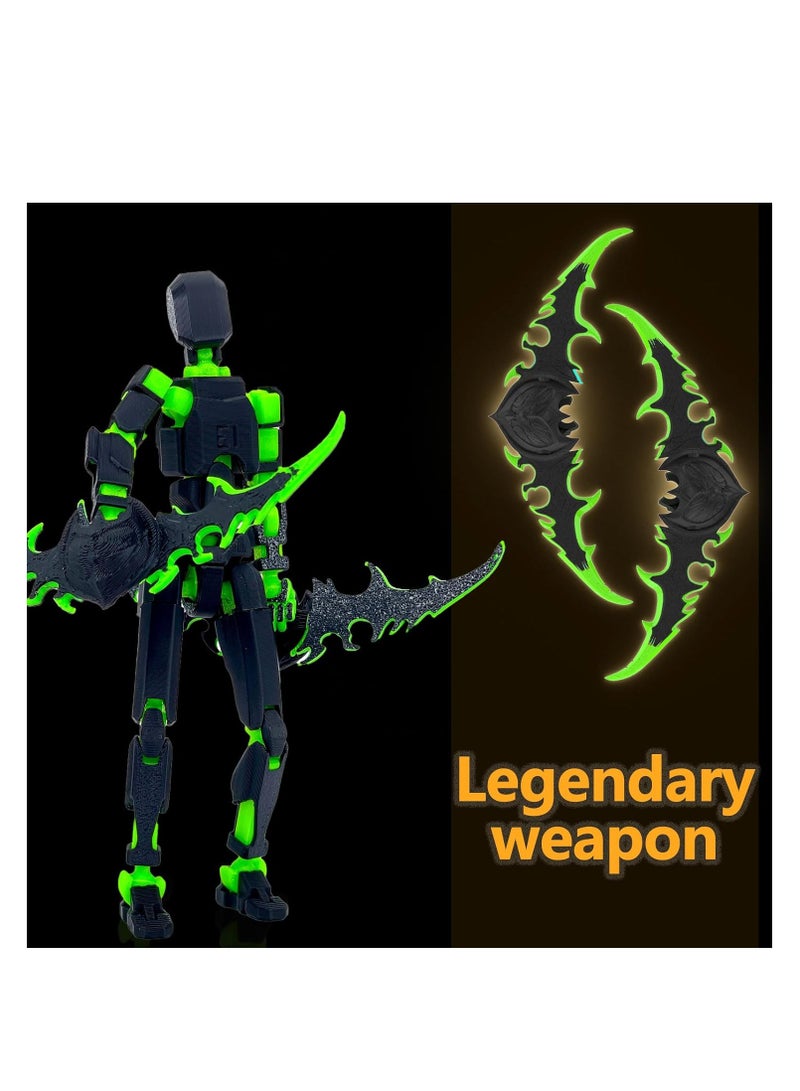 Zikra 3D Printed T13 Robot Action Figure - Articulated Mechanical Doll, Collectible Desk Decoration, Creative Gift in Black and Green. Perfect for Collectors and Fans! - Image 4