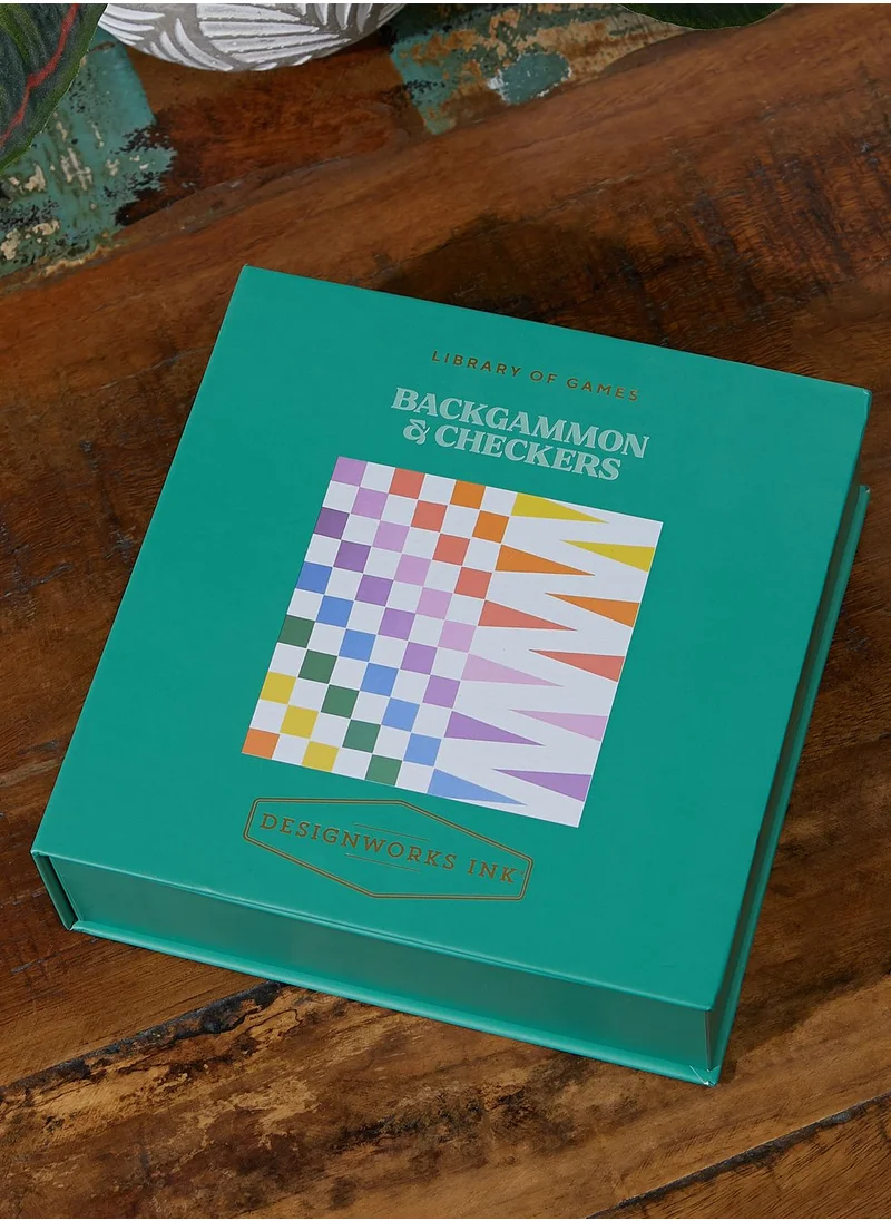 DesignWorks Ink Checkers Backgammon Tabletop Game