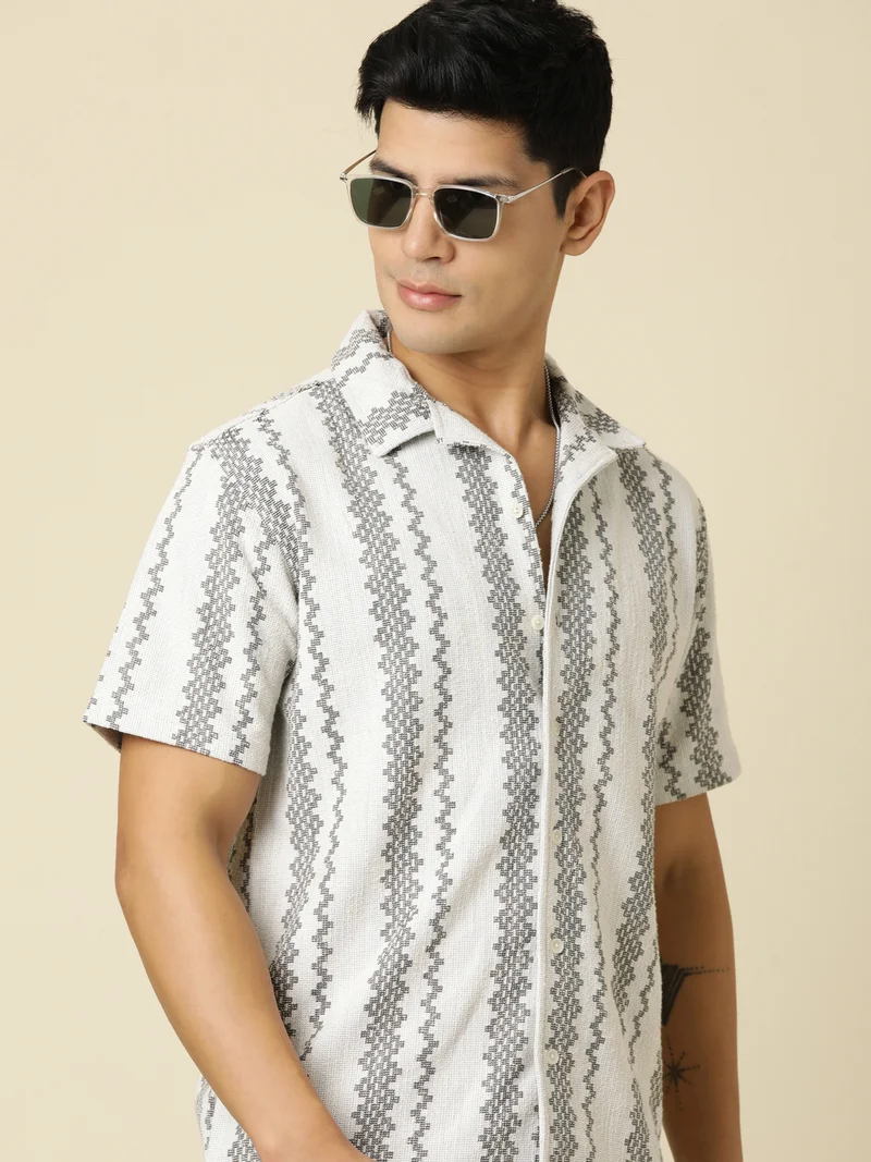 Men Printed Casual Black Oversized Half Sleeve Shirt