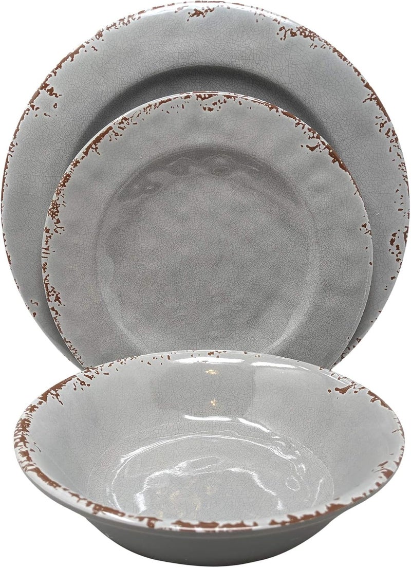 Giannas Home طقم أدوات المائدة الريفية من جيانا هوم 12 قطعة خدمة لـ 4 رمادي - Image 1