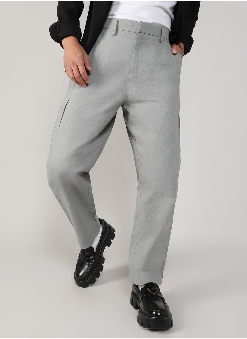 كامبوس سوترا Men's Moon Grey Tailored Linen-Blend Trousers  - Image 1