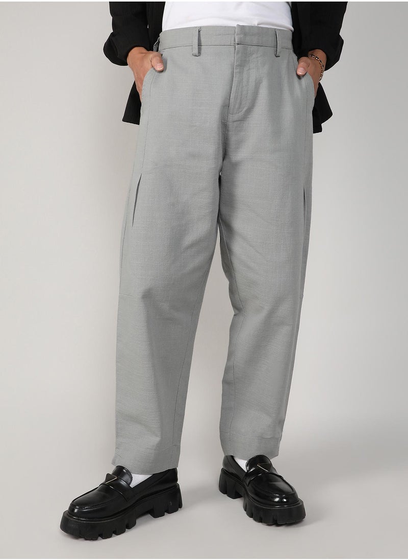 كامبوس سوترا Men's Moon Grey Tailored Linen-Blend Trousers  - Image 2