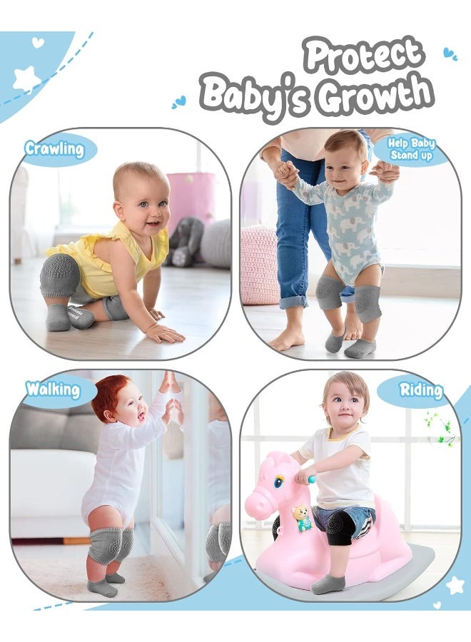 BOSONER Baby Crawling Anti-Slip Knee and Anti Slip Baby Boys Girls Socks Best Infant Gift, Unisex Baby Toddlers Kneepads (Black Dark Grey) - Image 4