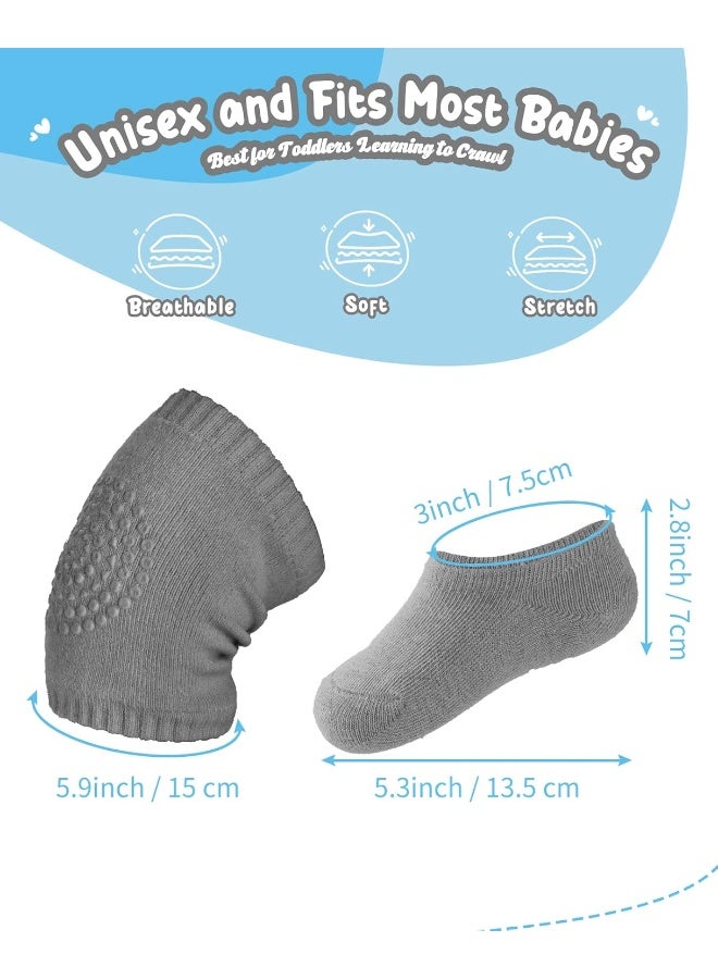 BOSONER Baby Crawling Anti-Slip Knee and Anti Slip Baby Boys Girls Socks Best Infant Gift, Unisex Baby Toddlers Kneepads (Black Dark Grey) - Image 5
