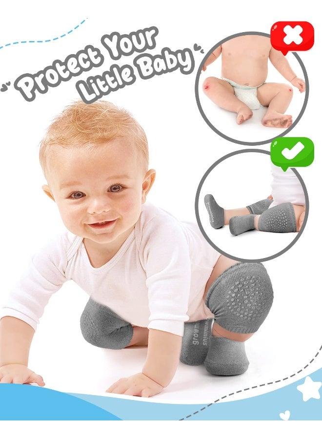 BOSONER Baby Crawling Anti-Slip Knee and Anti Slip Baby Boys Girls Socks Best Infant Gift, Unisex Baby Toddlers Kneepads (Black Dark Grey) - Image 2