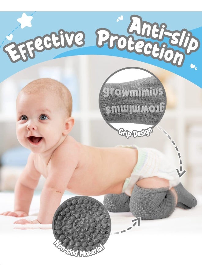BOSONER Baby Crawling Anti-Slip Knee and Anti Slip Baby Boys Girls Socks Best Infant Gift, Unisex Baby Toddlers Kneepads (Black Dark Grey) - Image 3