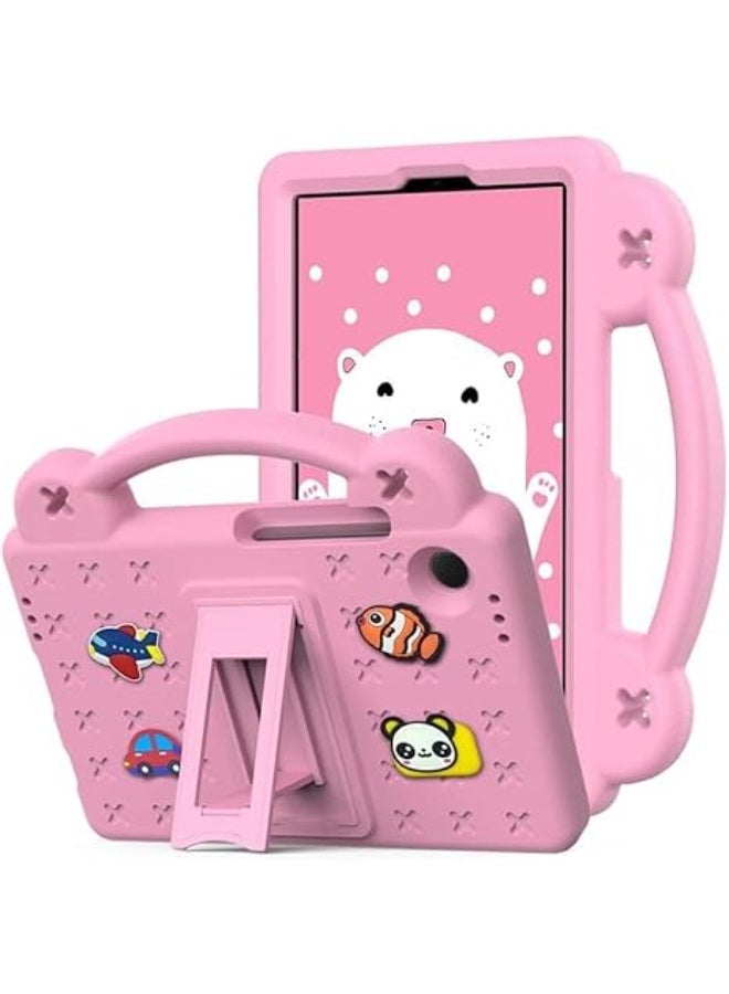 Galaxy Tab A9 Kids Case for 8.7 Inch Model X115, Lightweight Protective Cover with Cute DIY Design, Features a Comfortable Handle and Foldable Stand, Made of Safe Shockproof Materials to Protect the Tablet from Drops and Scratches, Perfect for Girls – Pink Color - Image 1