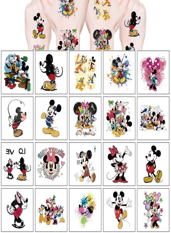 LHST 20Sheets Mickey Mouse Temporary Tattoos Birthday Themed Party Supplies Decoration Favors Cartoon Cute Sticker for Teens Home Activity Prizes Carnival Christmas Rewards (Mickey) - Image 5
