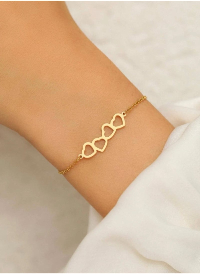 sixtyfour Stainless Steel Gold Plated Bracelet For Women  - Image 1