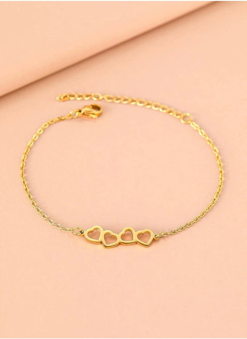 sixtyfour Stainless Steel Gold Plated Bracelet For Women  - Image 2
