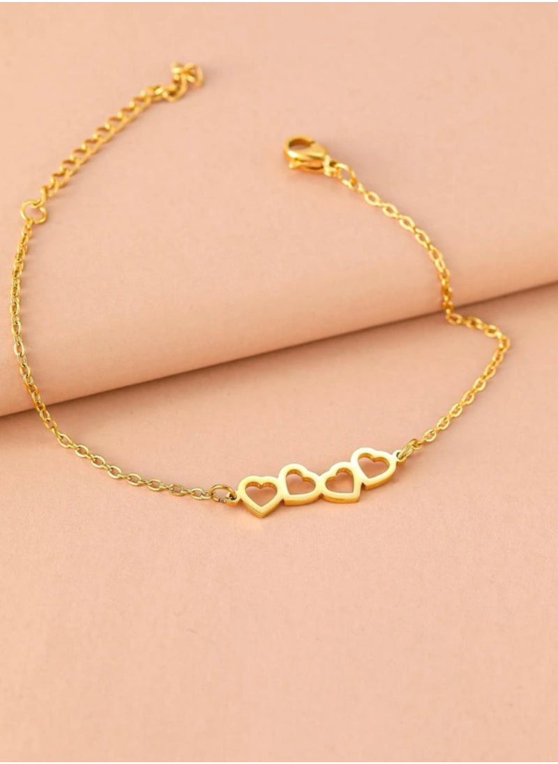 sixtyfour Stainless Steel Gold Plated Bracelet For Women  - Image 5