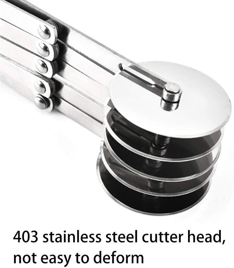 ENINFUT 5 Wheel Pastry Cutter, Stainless Pizza Slicer, Expandable Pizza Slicer Multi-Round Pastry Knife Baking Cutter Roller Cookie Dough Cutter Divider - Image 4