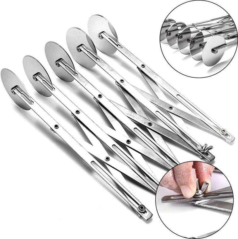 ENINFUT 5 Wheel Pastry Cutter, Stainless Pizza Slicer, Expandable Pizza Slicer Multi-Round Pastry Knife Baking Cutter Roller Cookie Dough Cutter Divider - Image 5