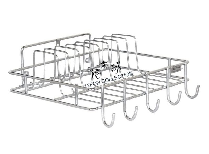 CR18 COLLECTION مجموعة CR18 حامل أكواب كبيرة متعددة الاستخدامات من الفولاذ المقاوم للصدأ مع صحن منظم للصحون ورفوف مطبخ موفرة للمساحة - Image 5