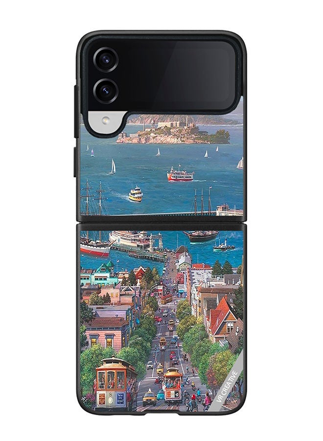 VR CREATIVE Protective Case Cover For Samsung Galaxy Z Flip4 Park West Gallery Design Multicolour - Image 1