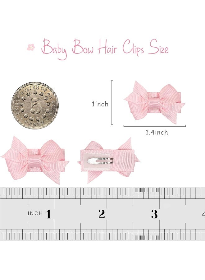 DED 40PCS 1.4" Mini Bow Snap Clips, Baby Girls Grosgrain Ribbon Bows Tiny Hair Clips Fine Hair for Girls Infants Toddlers - Image 3