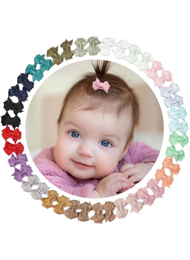 DED 40PCS 1.4" Mini Bow Snap Clips, Baby Girls Grosgrain Ribbon Bows Tiny Hair Clips Fine Hair for Girls Infants Toddlers - Image 1