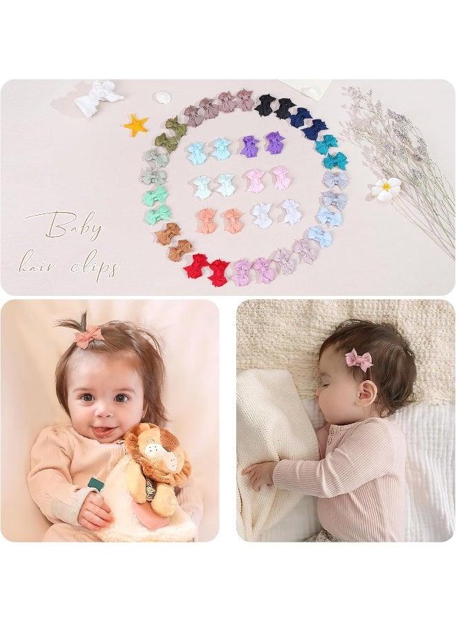 DED 40PCS 1.4" Mini Bow Snap Clips, Baby Girls Grosgrain Ribbon Bows Tiny Hair Clips Fine Hair for Girls Infants Toddlers - Image 4
