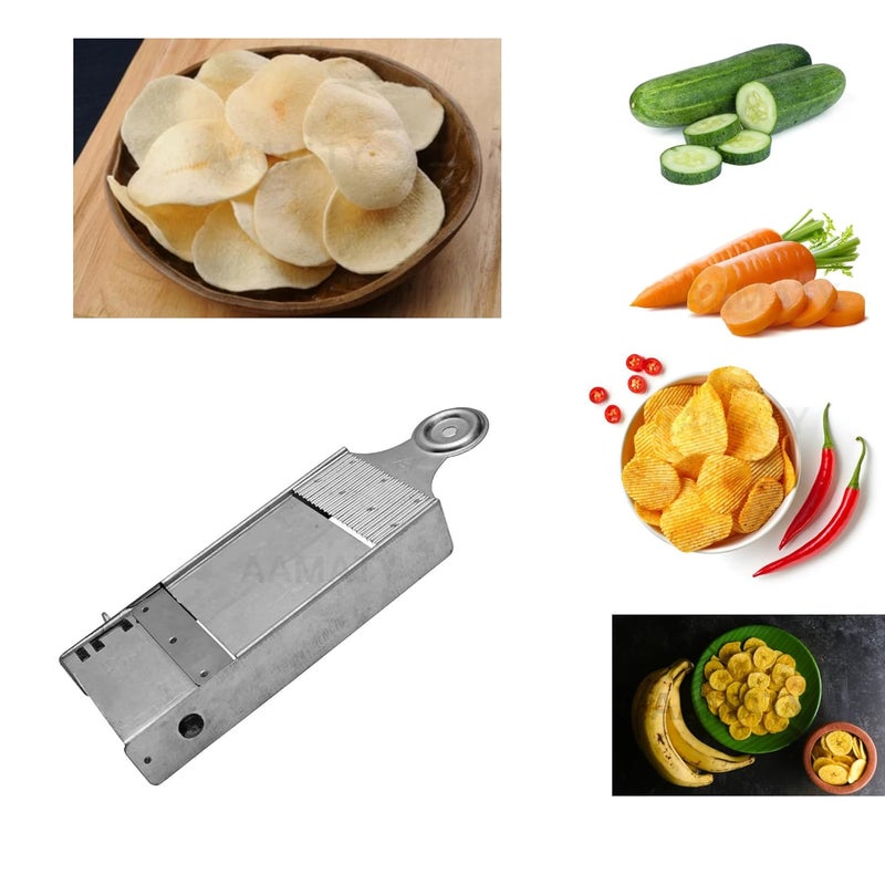 AAMATY Potato Slicer 2 in 1 Upgraded Adjustable Wafer Maker Machine Mandoline Stainless Steel Blades Food Slicer Potato Chipser Vegetables Onion Carrot Cucumber Banana Cabbage or Etc - Image 4