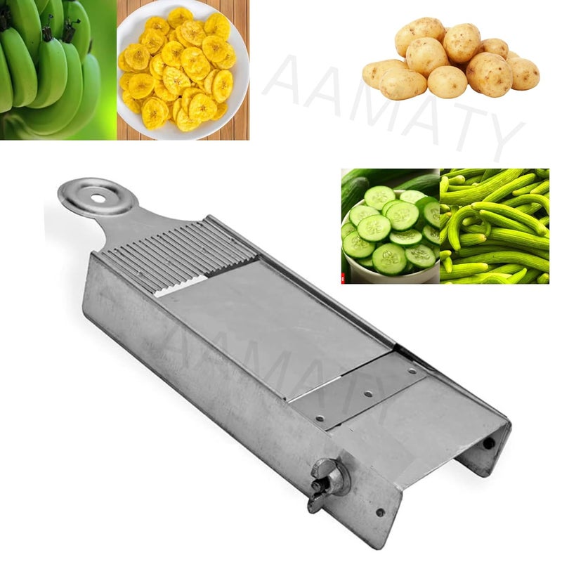 AAMATY Potato Slicer 2 in 1 Upgraded Adjustable Wafer Maker Machine Mandoline Stainless Steel Blades Food Slicer Potato Chipser Vegetables Onion Carrot Cucumber Banana Cabbage or Etc - Image 3