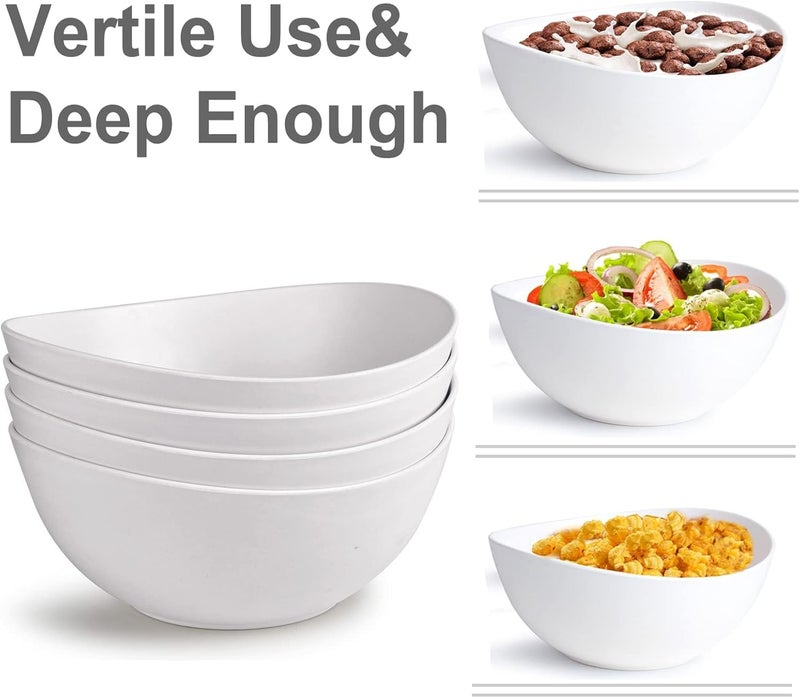 ECOHAGOU 96 Serving Bowls 84oz Bamboo Fiber Salad Bowl Set of 4 Deep Serving Bowls Set Large Oval Individual Bowls for Eating SaladPastaCerealPho Ideal for Home  Restaurant Matte White - Image 3