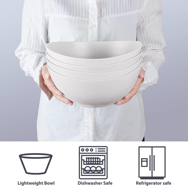ECOHAGOU 96 Serving Bowls 84oz Bamboo Fiber Salad Bowl Set of 4 Deep Serving Bowls Set Large Oval Individual Bowls for Eating SaladPastaCerealPho Ideal for Home  Restaurant Matte White - Image 5