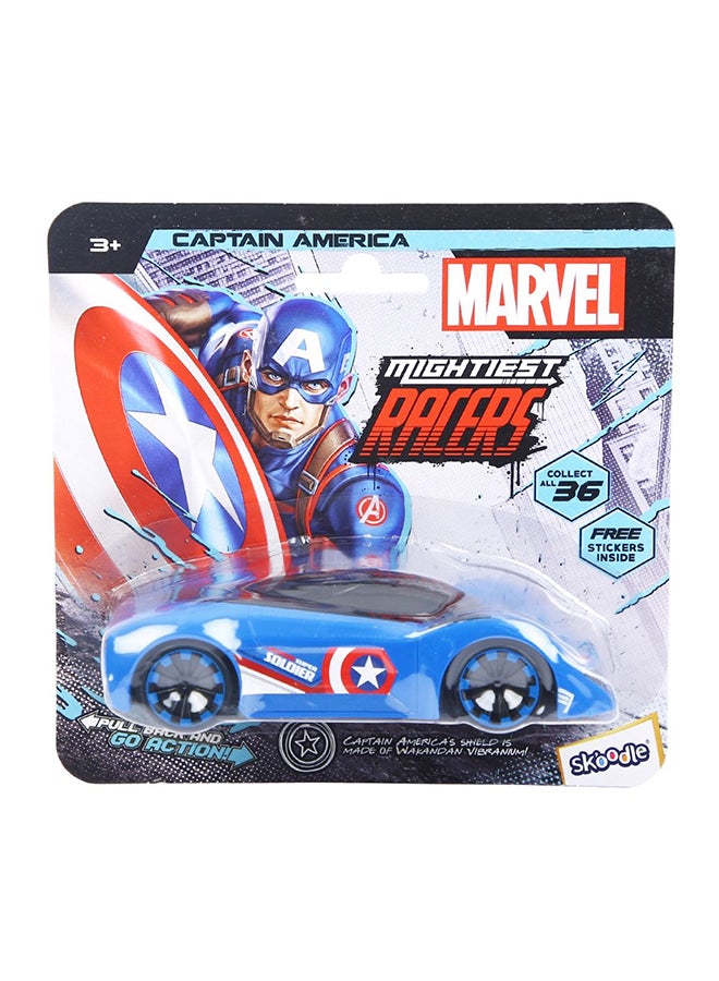 Marvel Skoodle Pull Back Mightiest Racer Captain America – Toy Vehicle for Kids Ages 3+ - Image 1