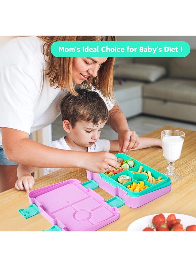 ShebSheb Cute Bento Box with 5/6 Compartments,Leak-Proof Lunch Box for Kids & Toddlers,Removable Lunch Containers for School Sports Travel - Image 3