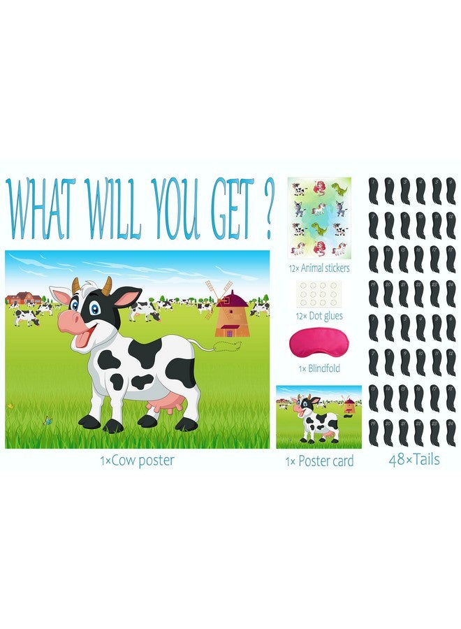 Morcheiong Pin The Tail On The Cow Game With 48Pcs Tails For Farm Party Decorations Kids Birthday Party Favors Western Party Supplies - Image 3