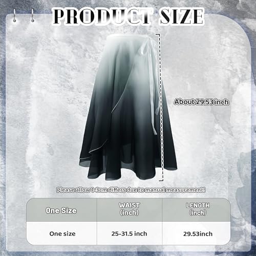 Baisdan Ballet Skirt for Women, Lyrical Dance Skirt, Wrap Skirts Mid-Calf Length, Flowy Chiffon Dance Outfit (One Size, 1 Pack, White Black) - Image 3