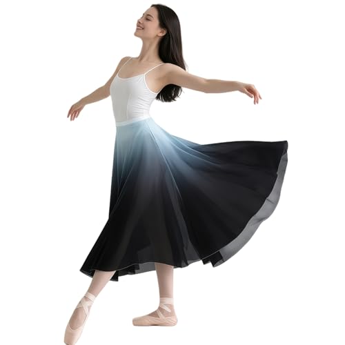 Baisdan Ballet Skirt for Women, Lyrical Dance Skirt, Wrap Skirts Mid-Calf Length, Flowy Chiffon Dance Outfit (One Size, 1 Pack, White Black) - Image 5