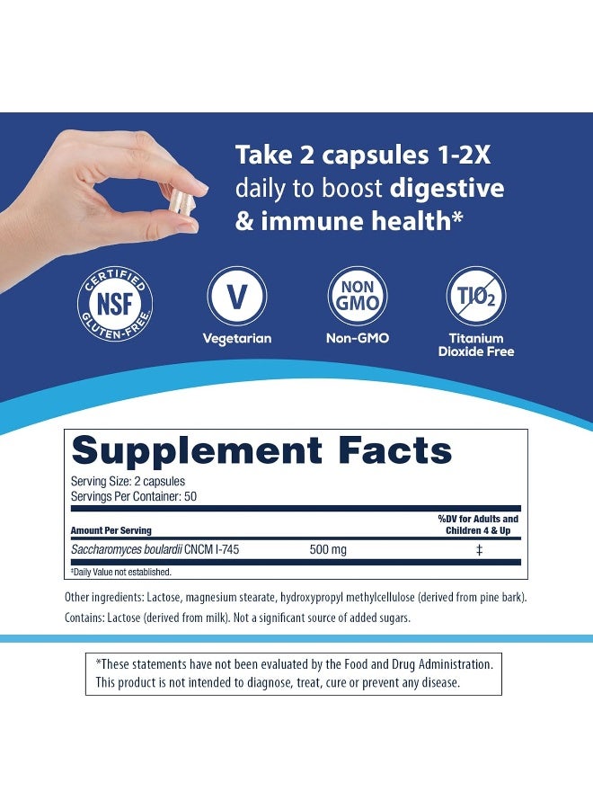 Florastor Daily Probiotic Supplement For Women And Men, Proven To Support Digestive Health, Saccharomyces Boulardii Cncm I-745 (100 Capsules) - Image 5