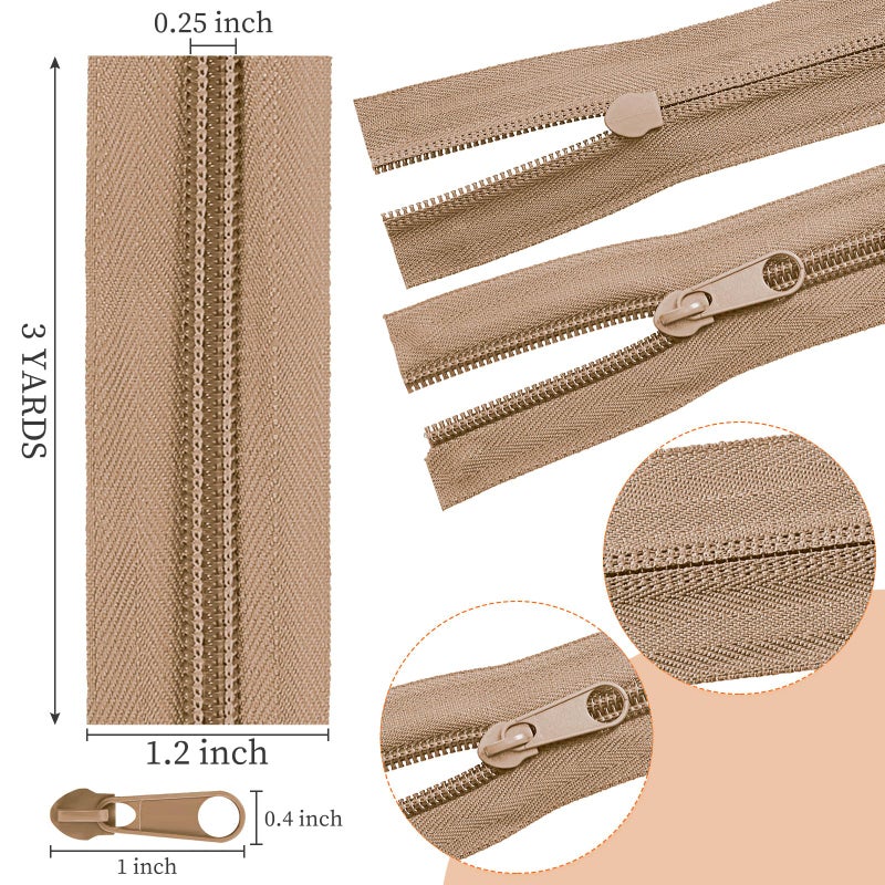 Syhood 36 Yards 12 Pieces #5 Sewing Zippers Tapes Assorted Nylon Lightweight with 120 Plastic Zipper Sliders for Women Men Sewing Supplies(Morandi Color) - Image 2
