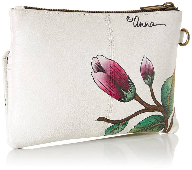 Anna by Anuschka Hand-Painted Genuine Leather Wristlet Organizer Wallet - Peony Ivory - Image 2