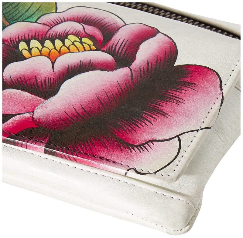 Anna by Anuschka Hand-Painted Genuine Leather Wristlet Organizer Wallet - Peony Ivory - Image 4