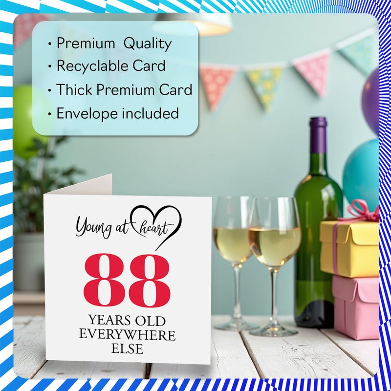 Stuff4 88th Birthday Cards for Women Men - Young at Heart - Happy Birthday Card for 88 Year Old Woman Man Aunt Nanny Grandma Wife  5.7 Inch Bday Greeting Cards - Image 3