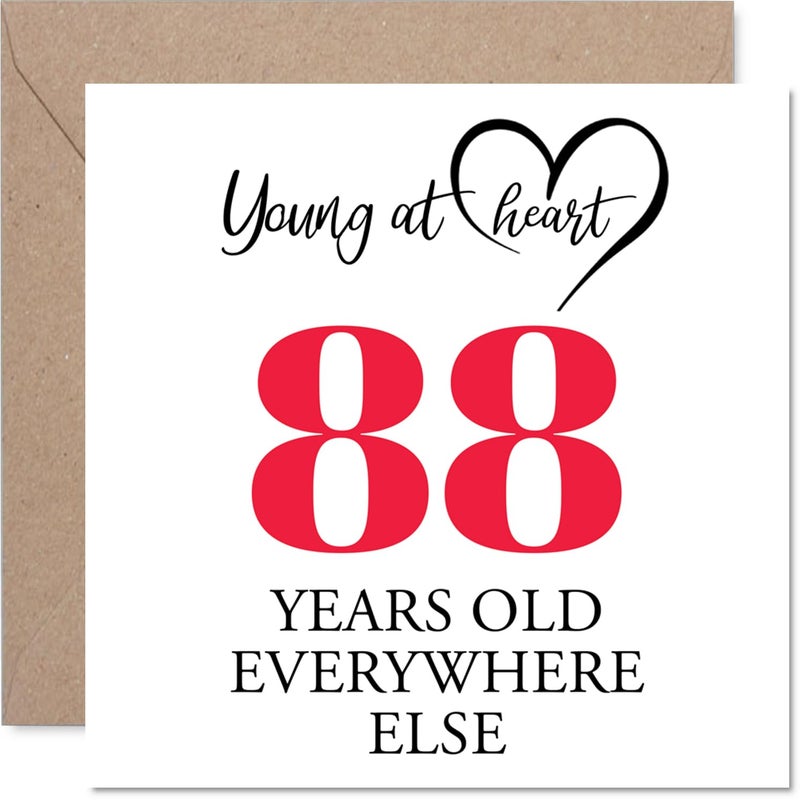 Stuff4 88th Birthday Cards for Women Men - Young at Heart - Happy Birthday Card for 88 Year Old Woman Man Aunt Nanny Grandma Wife  5.7 Inch Bday Greeting Cards - Image 1